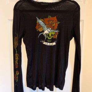 Torrid Shear Rose & Skull Shirt, Sz 1 (14)